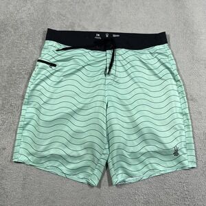 Driftline Original Drifties Board Shorts Mens 38 Green Lined Performance Swim